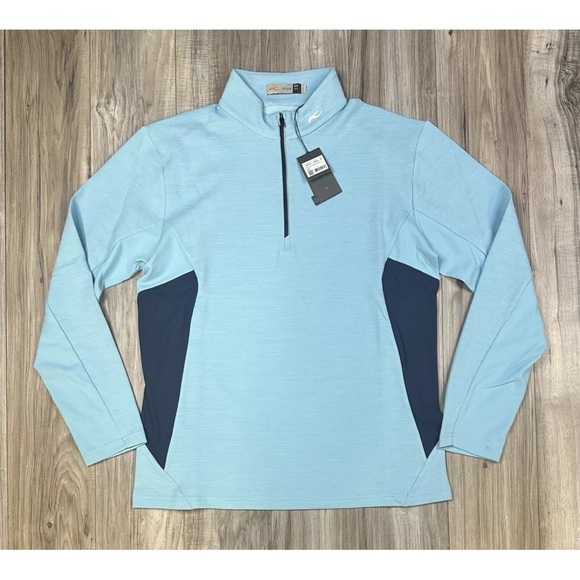 KJUS Men's Roman Mid Layer Half Zip Niagara Blue Size Medium  (EU 50) NWT - Picture 3 of 9